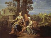 Nicolas Poussin The Sacred Family in a landscape oil painting